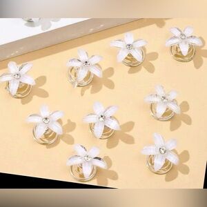 Wedding Bridal Glam 9pcs Flower Decor Hair Accessories Twister Hair Studs